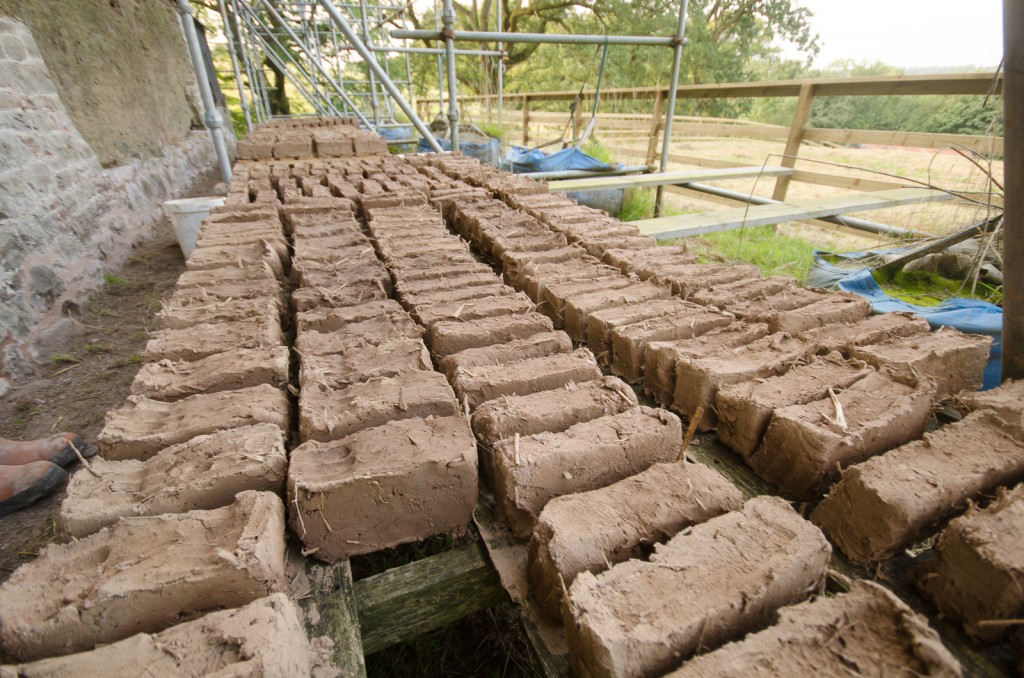mud bricks drying